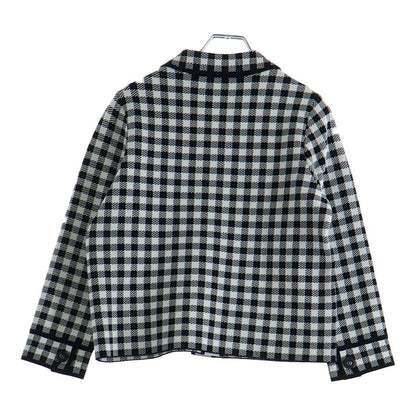 Dior Gingham Check Cropped Jacket CD Button Rayon Nylon Black White — view 2