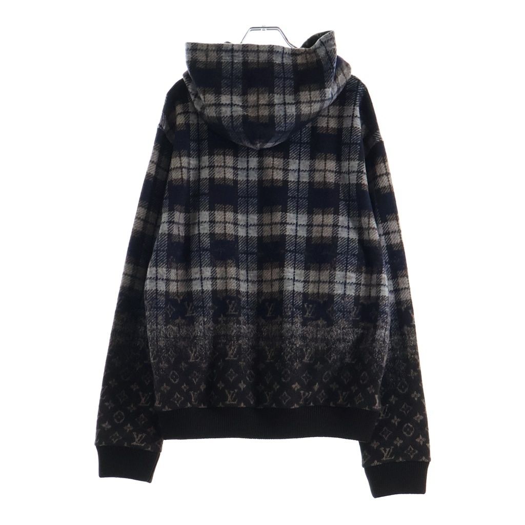 Louis Vuitton Monogram Faded Plaid Hoodie Wool Brown Gray — view 2
