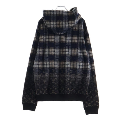 Louis Vuitton Monogram Faded Plaid Hoodie Wool Brown Gray — view 2