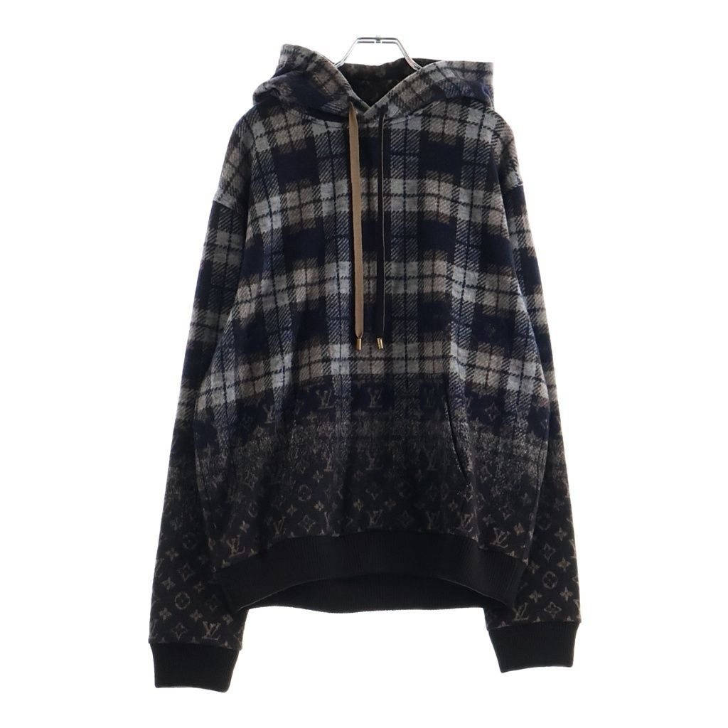 Louis Vuitton Monogram Faded Plaid Hoodie Wool Brown Gray