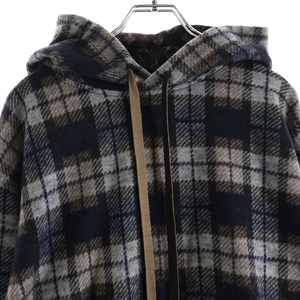 Louis Vuitton Monogram Faded Plaid Hoodie Wool Brown Gray — view 3