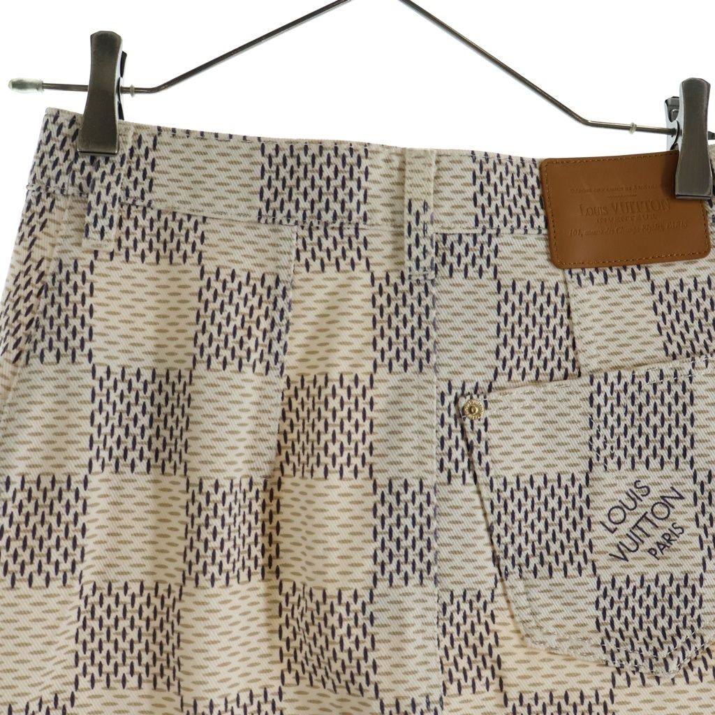 Louis Vuitton Damier All Over Print Skirt Cotton Logo White — view 4
