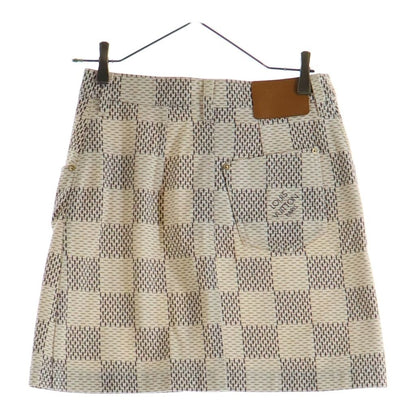 Louis Vuitton Damier All Over Print Skirt Cotton Logo White — view 2