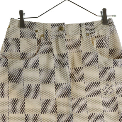 Louis Vuitton Damier All Over Print Skirt Cotton Logo White — view 3