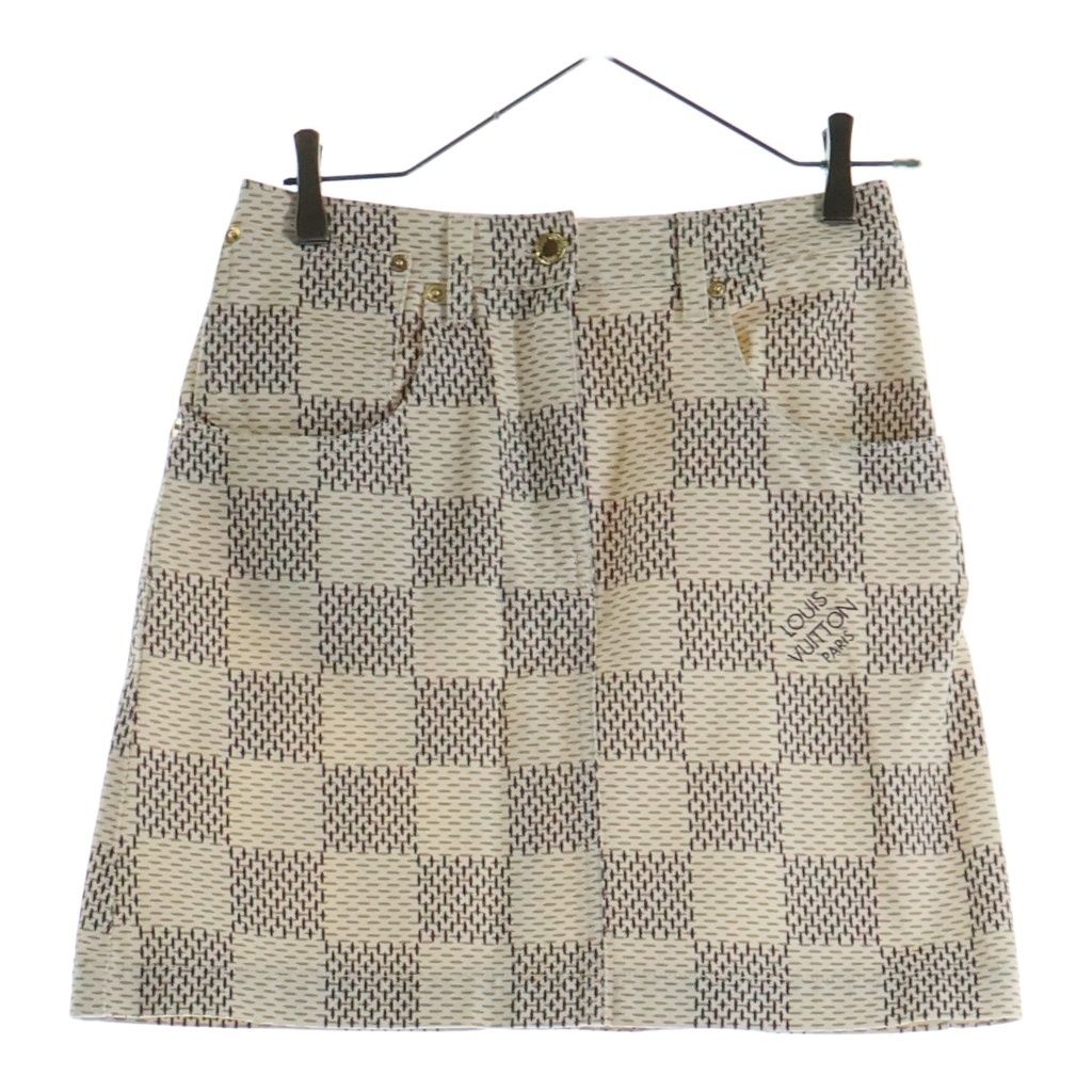 Louis Vuitton Damier All Over Print Skirt Cotton Logo White
