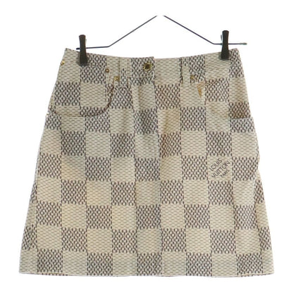 Louis Vuitton Damier All Over Print Skirt Cotton Logo White