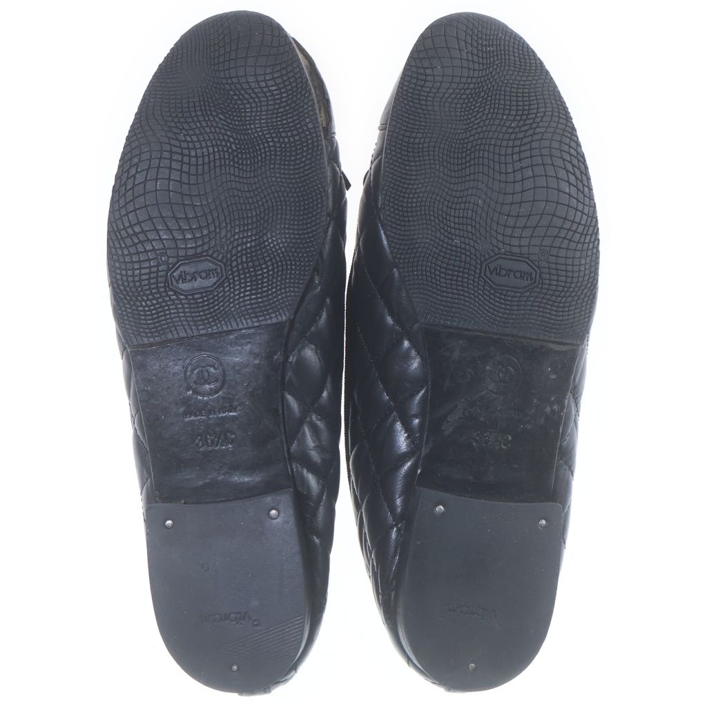 Chanel Quilted CC Logo Ballerina Flat Shoes Leather Pumps Black — view 5