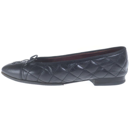 Chanel Quilted CC Logo Ballerina Flat Shoes Leather Pumps Black — view 2