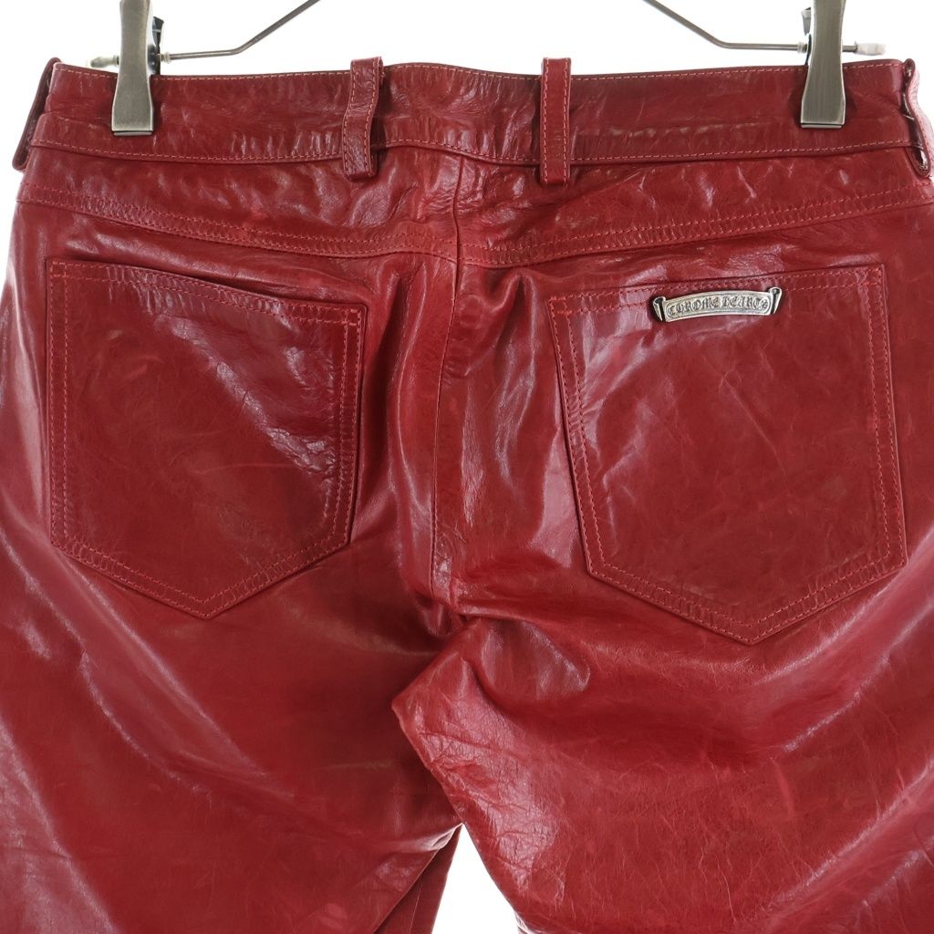 Chrome Hearts Lthr Pants Leather Cross Ball Button Long — view 4