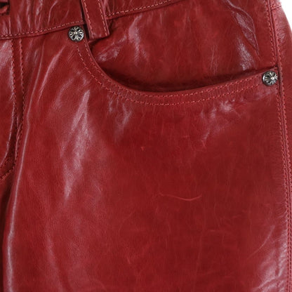 Chrome Hearts Lthr Pants Leather Cross Ball Button Long — view 5