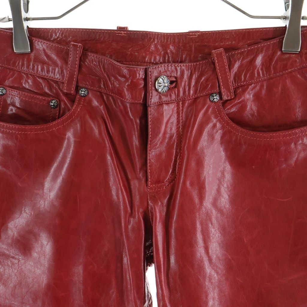 Chrome Hearts Lthr Pants Leather Cross Ball Button Long — view 3