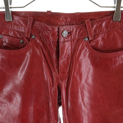 Chrome Hearts Lthr Pants Leather Cross Ball Button Long — view 3