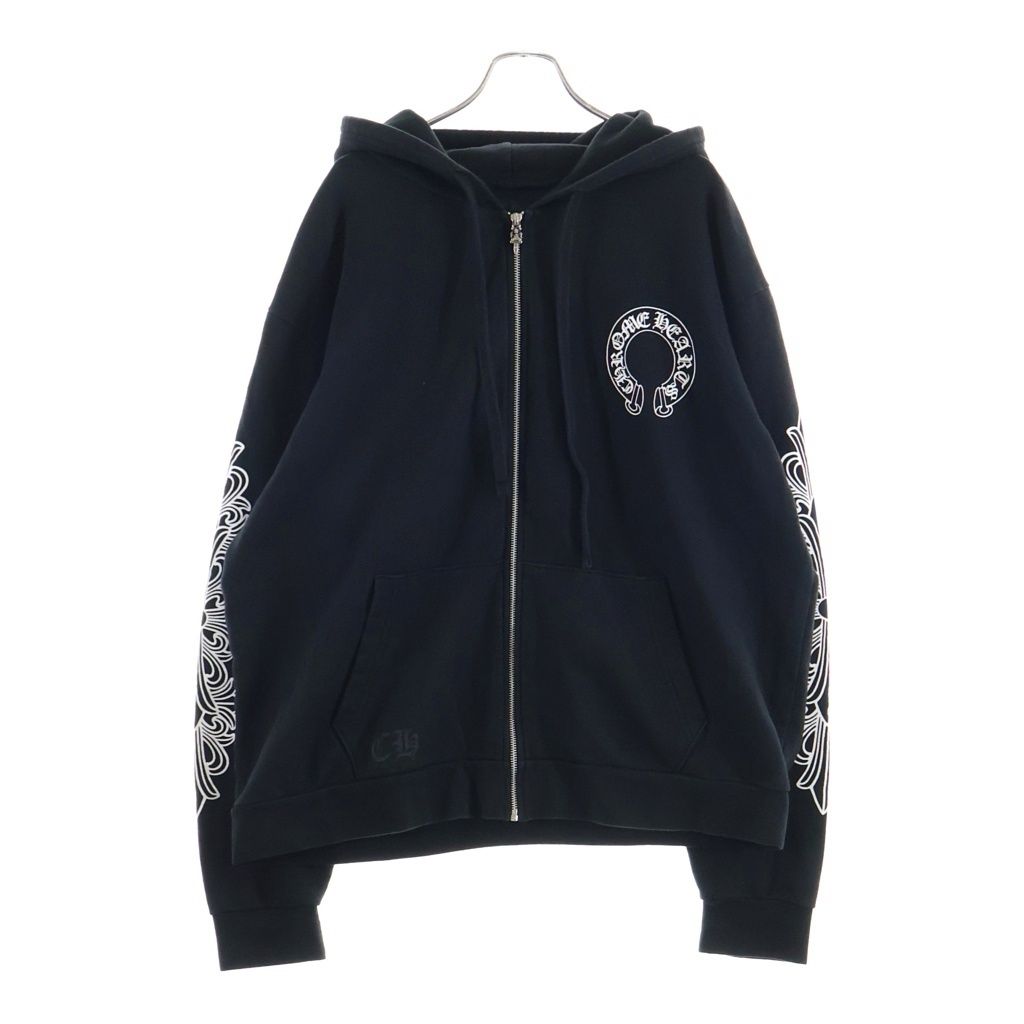 Chrome Hearts Sweatshirt HD Zip Sleeve Floral Back Horseshoe Zip Up Hoodie — view 2