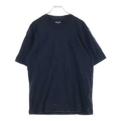 Prada Front Triangle Logo Patch Crew Neck Short Sleeve T-Shirt Black