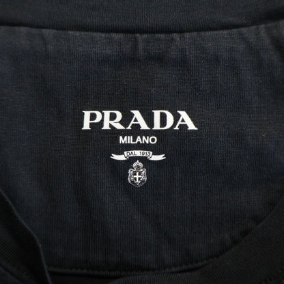 Prada Front Triangle Logo Patch Crew Neck Short Sleeve T-Shirt Black — view 6