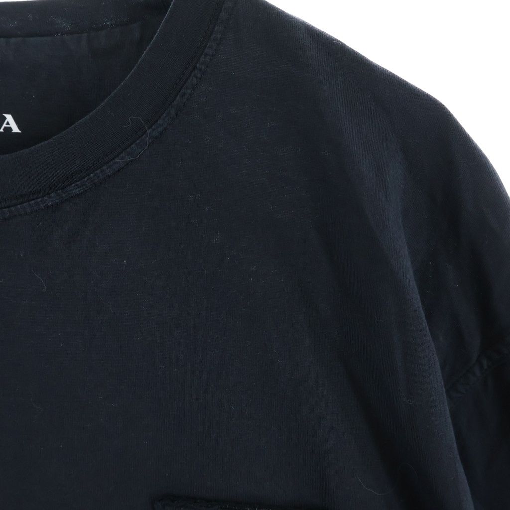 Prada Front Triangle Logo Patch Crew Neck Short Sleeve T-Shirt Black — view 4