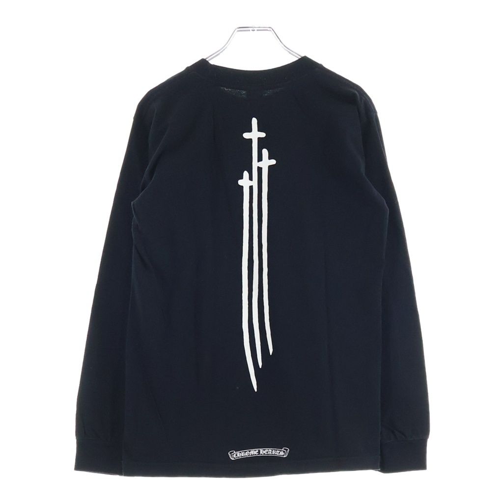 Chrome Hearts Long Sleeve Tee Vertical Logo RS Three Crew Neck Top Black T-Shirt