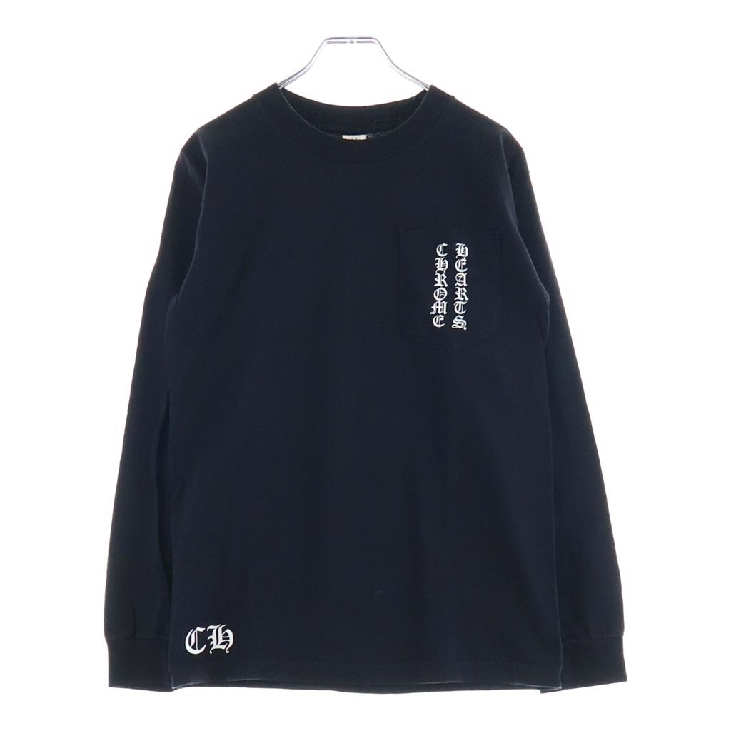 Chrome Hearts Long Sleeve Tee Vertical Logo RS Three Crew Neck Top Black T-Shirt — view 2