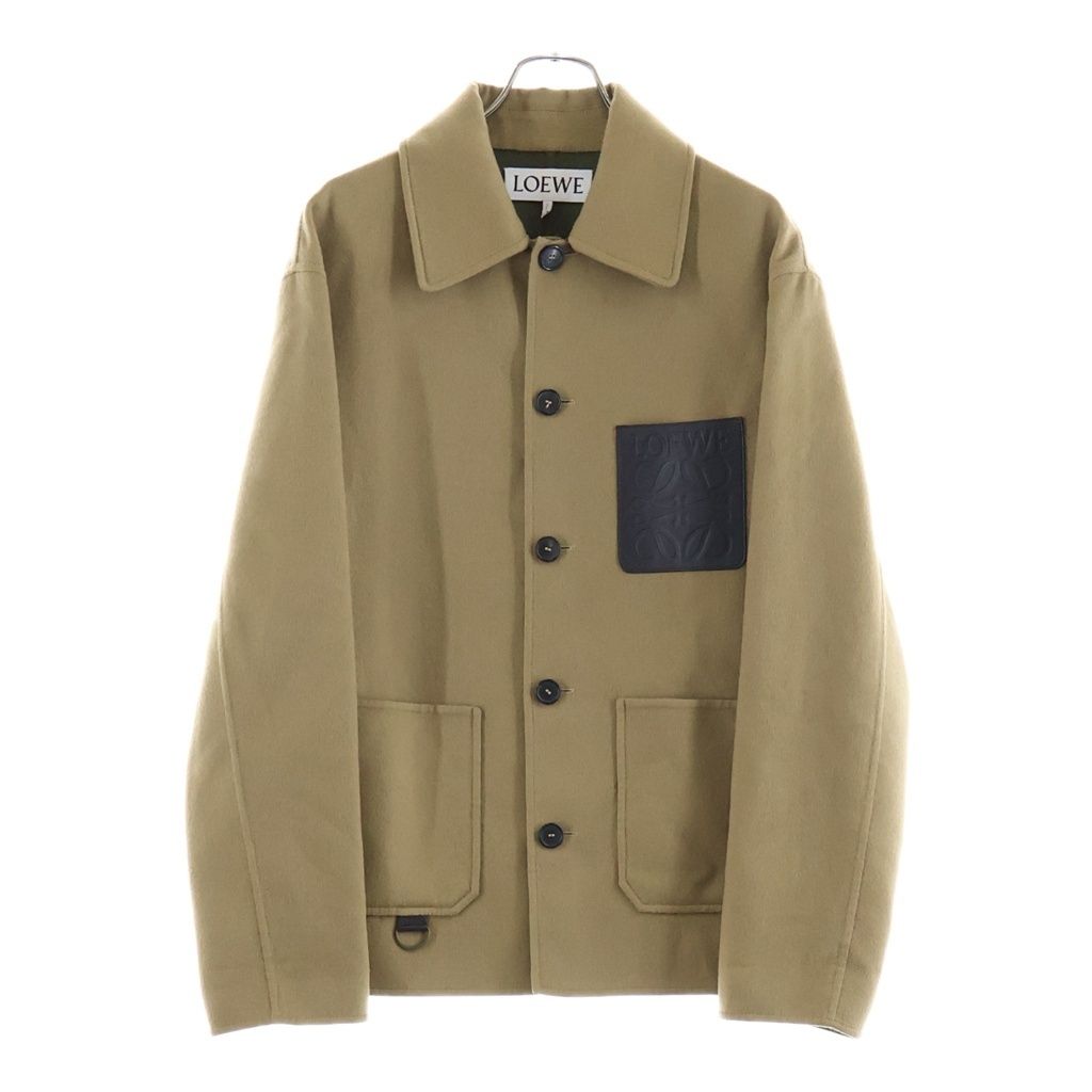 Loewe Anagram Leather Patch Cashmere Blend Jacket Beige