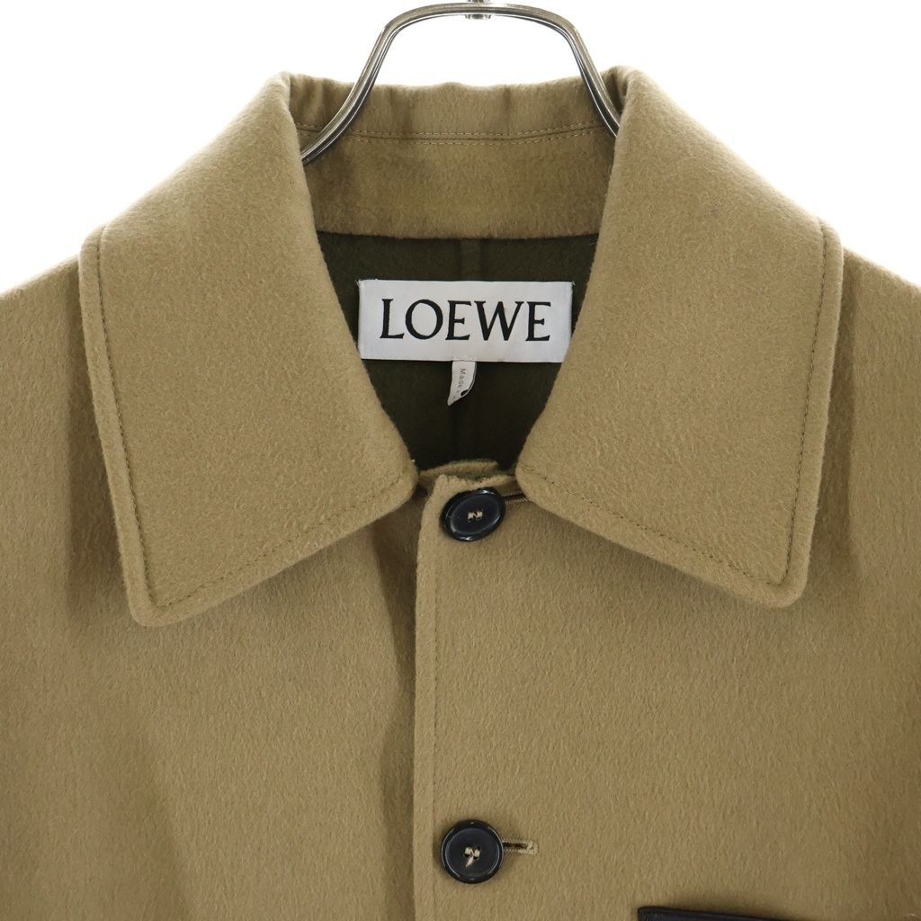 Loewe Anagram Leather Patch Cashmere Blend Jacket Beige — view 3