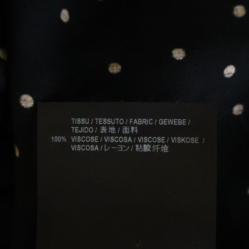 Saint Laurent Paris Polka Dot All Over Print Rayon Long Sleeve Shirt Black — view 7
