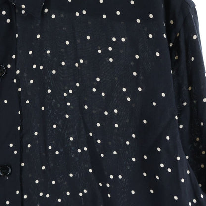Saint Laurent Paris Polka Dot All Over Print Rayon Long Sleeve Shirt Black — view 4