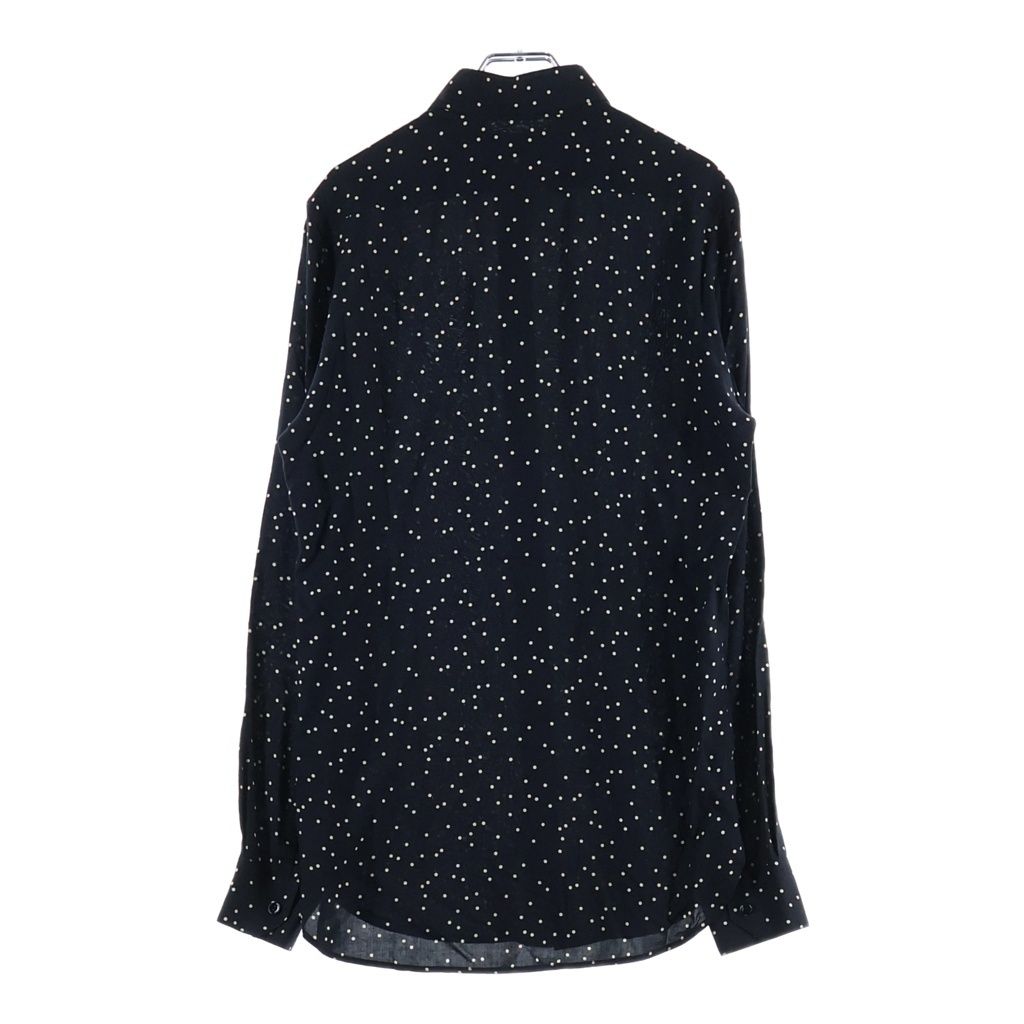 Saint Laurent Paris Polka Dot All Over Print Rayon Long Sleeve Shirt Black — view 2