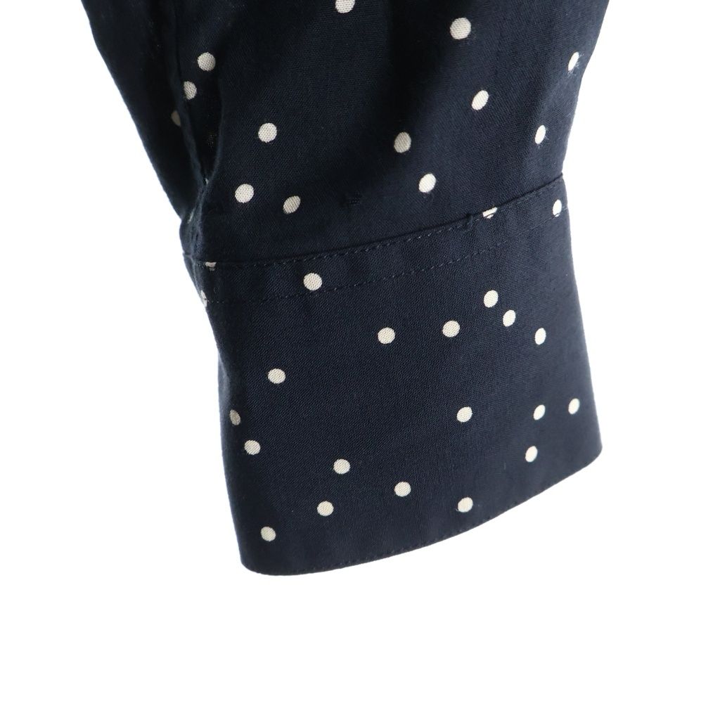 Saint Laurent Paris Polka Dot All Over Print Rayon Long Sleeve Shirt Black — view 5