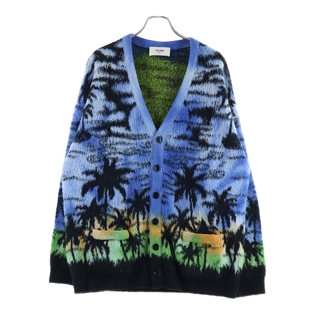 Celine Sunset Jacquard Tropical Knit Cardigan Multi