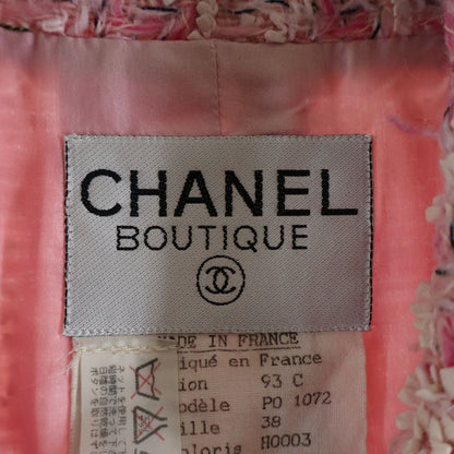 Chanel 93c CC Logo Tweed Jacket Pink Gold — view 7