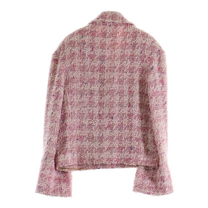 Chanel 93c CC Logo Tweed Jacket Pink Gold — view 2