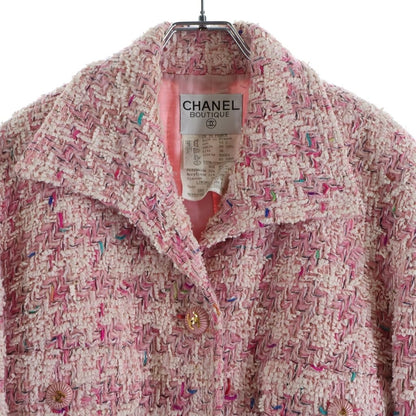 Chanel 93c CC Logo Tweed Jacket Pink Gold — view 3