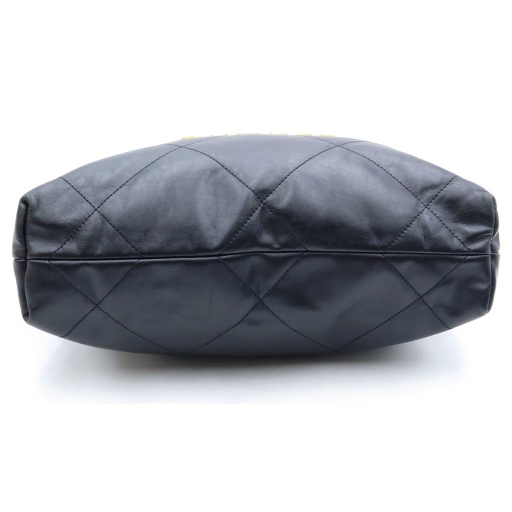 Chanel 22 Small Chain Shoulder Bag Tote Black Shiny Calfskin Gold — view 4