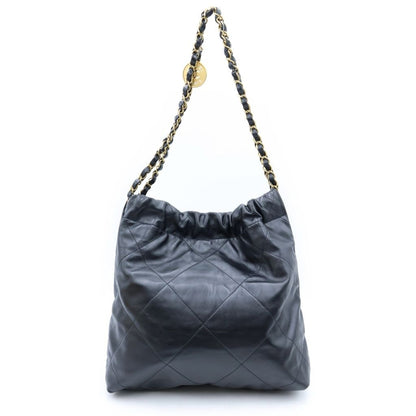 Chanel 22 Small Chain Shoulder Bag Tote Black Shiny Calfskin Gold — view 2