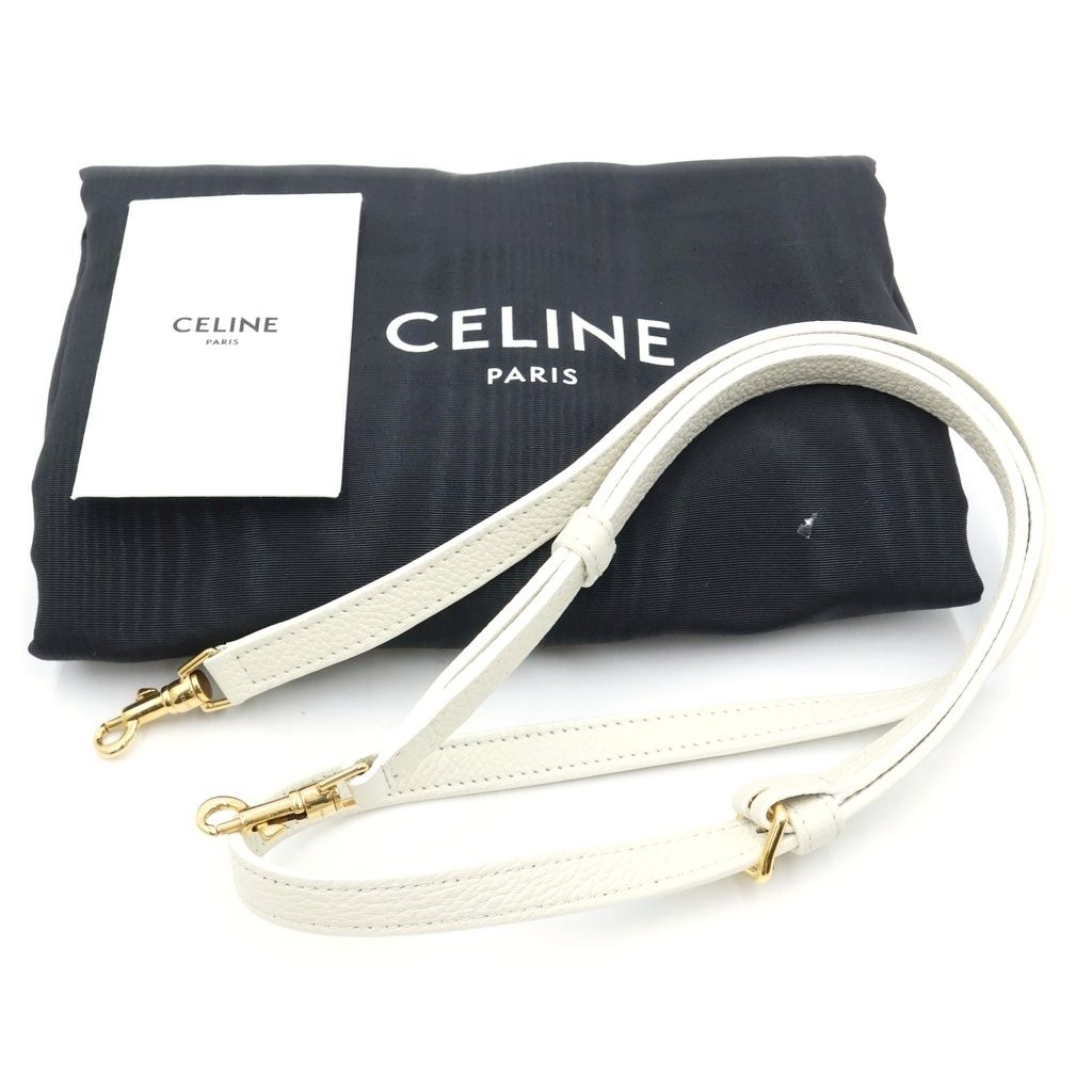 Celine Cuill Triomphe Small Cabas Drawstring Shoulder Bag White Grained — view 8