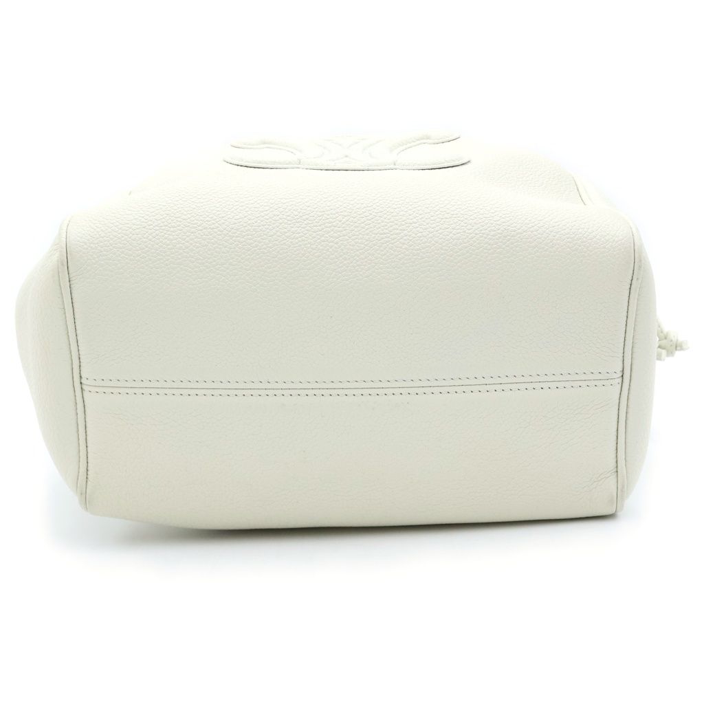 Celine Cuill Triomphe Small Cabas Drawstring Shoulder Bag White Grained — view 4