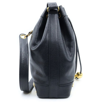 Chanel Triple Coco Chain Shoulder Bag Drawstring Black Caviar Leather Gold — view 3