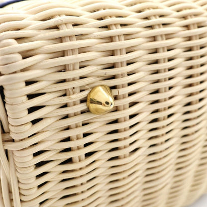 Dior Oblique Lady Medium 2-Way Shoulder Bag Basket Beige Navy Gold — view 6