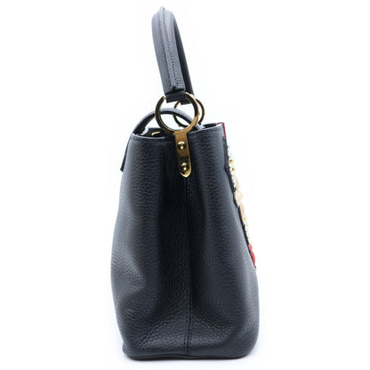 Louis Vuitton Taurillon Capucines PM Flower 2-Way Shoulder Bag Black Noir — view 3