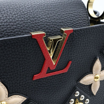 Louis Vuitton Taurillon Capucines PM Flower 2-Way Shoulder Bag Black Noir — view 7