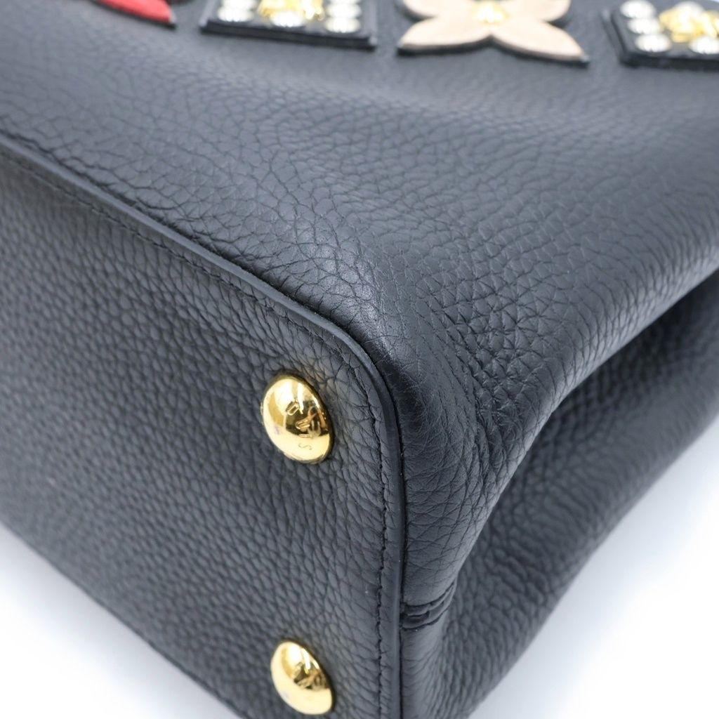 Louis Vuitton Taurillon Capucines PM Flower 2-Way Shoulder Bag Black Noir — view 5