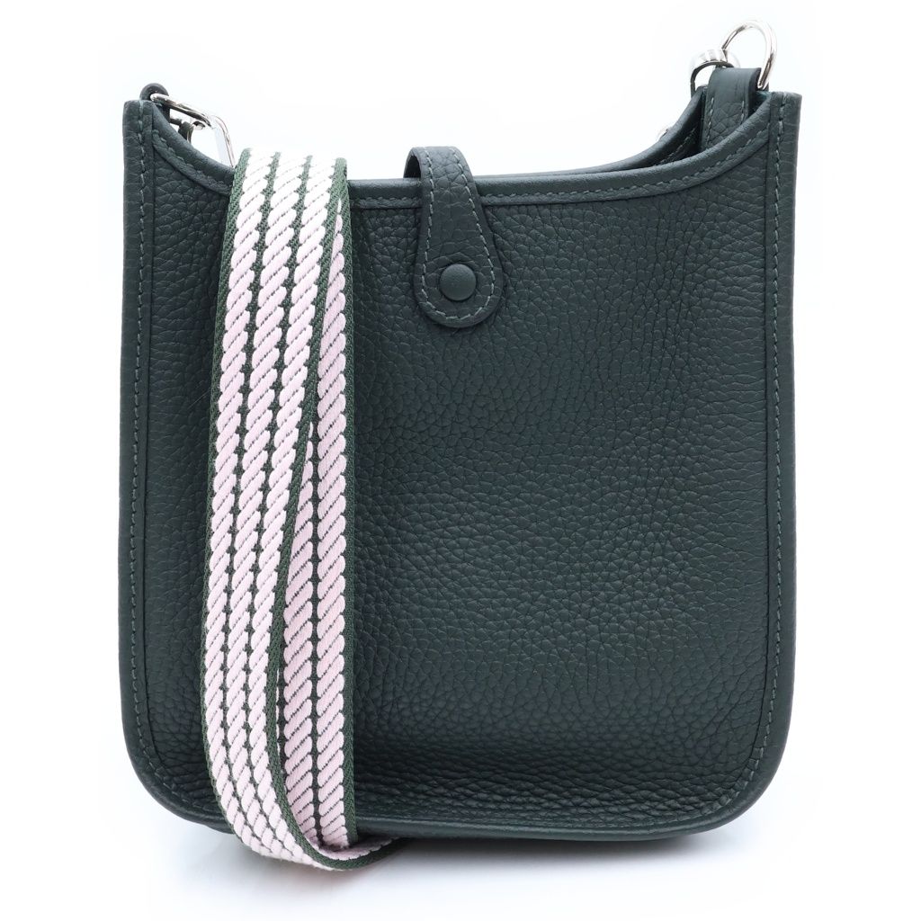 Hermes Evelyne TPM Vert Grease Taurillon Clemence Shoulder Bag Silver — view 2