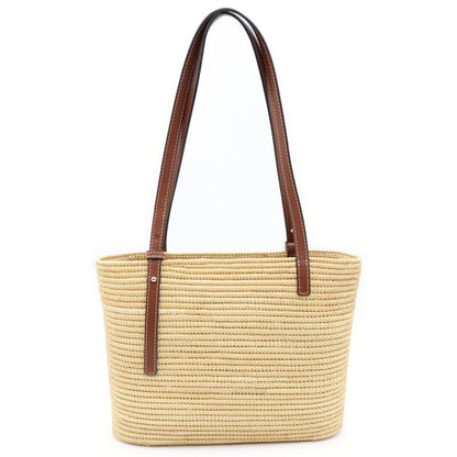 Loewe Anagram Square Basket Bag Small Raffia Leather Beige Brown — view 2