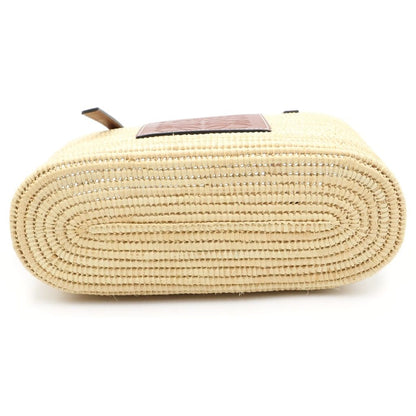 Loewe Anagram Square Basket Bag Small Raffia Leather Beige Brown — view 4