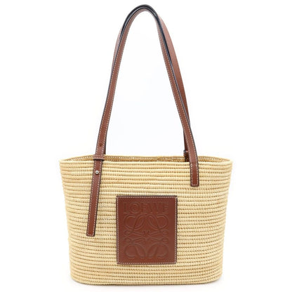 Loewe Anagram Square Basket Bag Small Raffia Leather Beige Brown