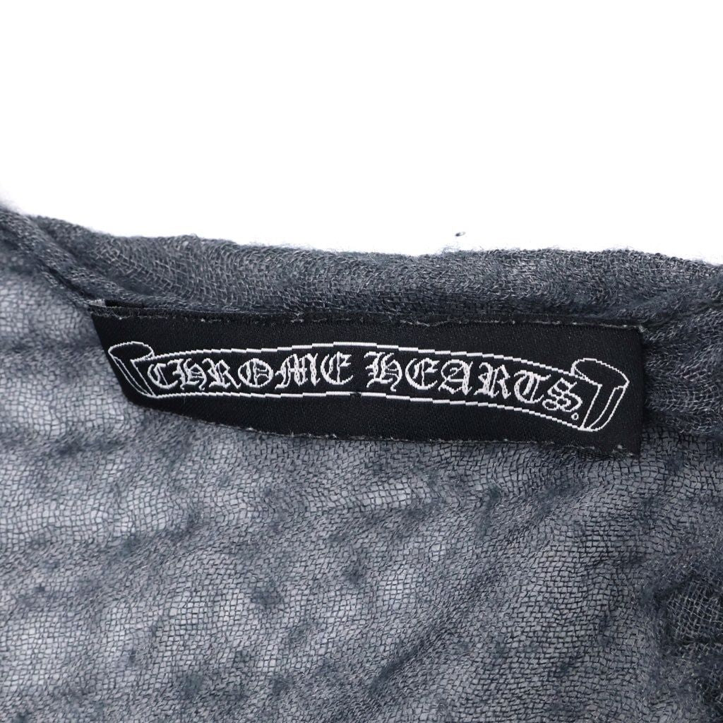 Chrome Hearts CH Stole Leather Cross Patch Fringe Shawl Gray Scarf — view 6