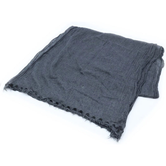 Chrome Hearts CH Stole Leather Cross Patch Fringe Shawl Gray Scarf