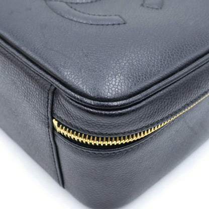 Chanel CC Logo 2-Way Vanity Bag Handbag Black Caviar Leather — view 5