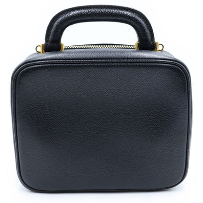 Chanel CC Logo 2-Way Vanity Bag Handbag Black Caviar Leather — view 2