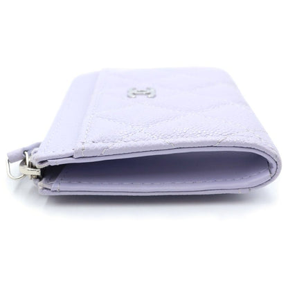 Chanel Quilted Fragment Case Mini Wallet Card Coin Purse Light Purple Lavender — view 3